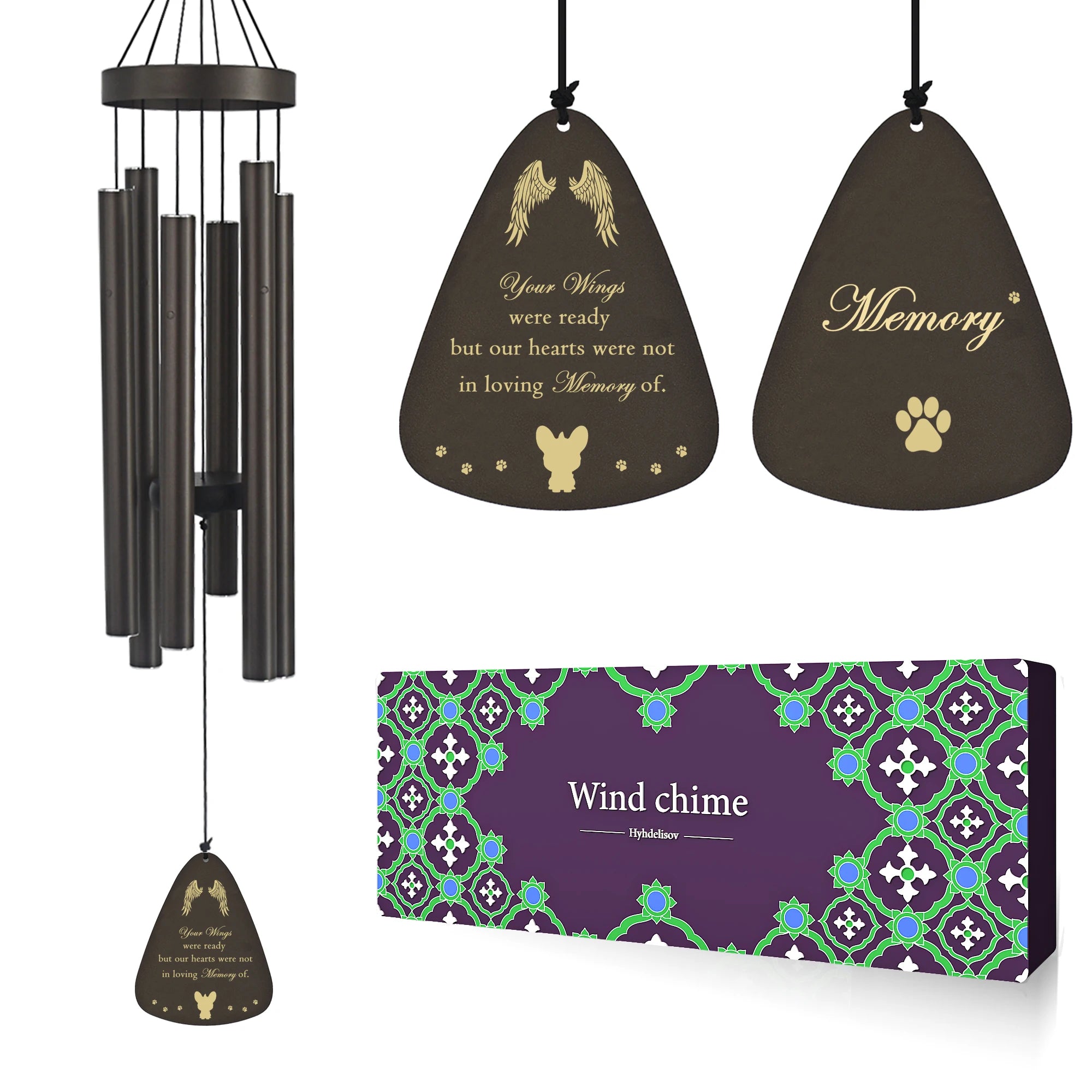 Dog Memorial Wind Chime – Pet Loss Sympathy Gift & Remembrance Keepsake for Dogs