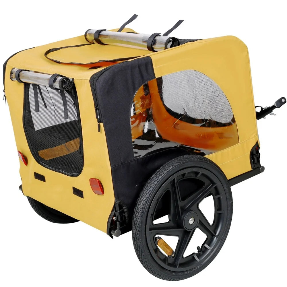 Heavy Duty Foldable Pet Stroller & Dog Bicycle Trailer – Water-Resistant Carrier with Adjustable Leash & Quick Release Wheels