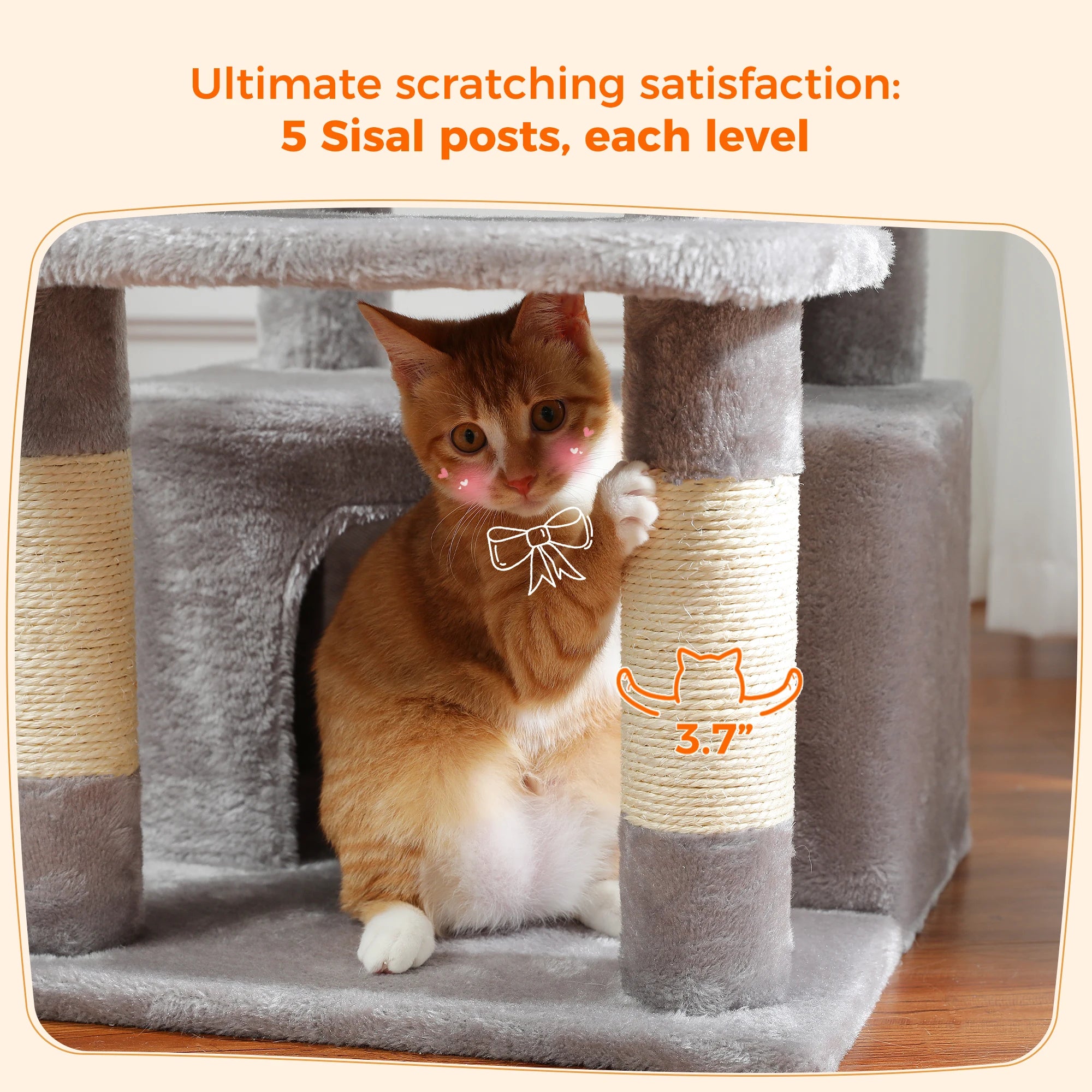 6-Level Multi-Cat Tree Tower with Dual Condos, Double Top Perches, Hammock & 5 Scratching Posts