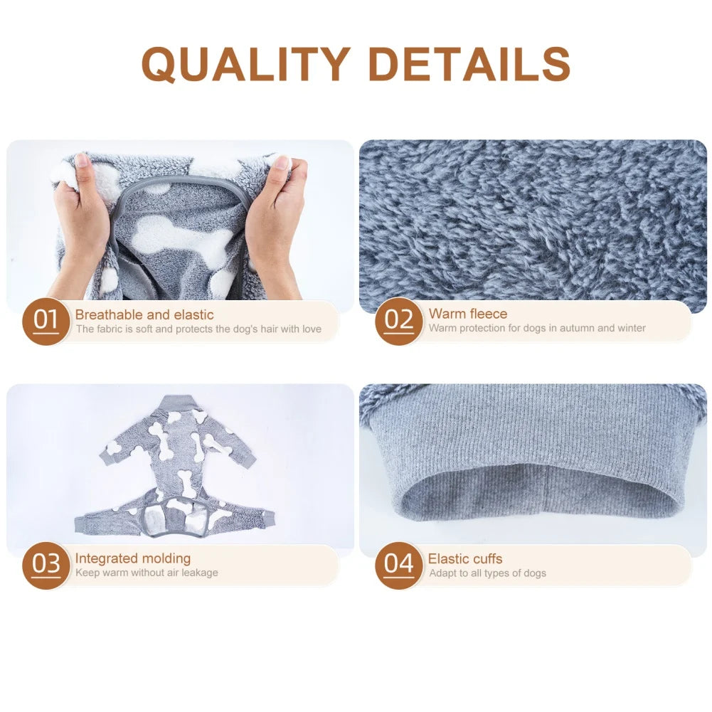 Winter Fleece Dog Jumpsuit – Warm Pet Pajamas for Small to Large Dogs