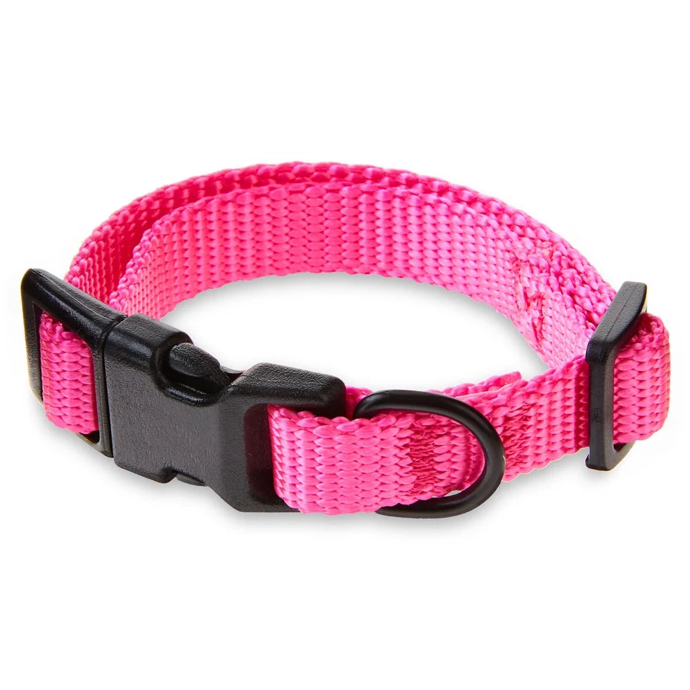 2-Pack Adjustable Pink Dog Collars – Durable, Comfortable Polyester with Easy Clip Buckle for Daily Use