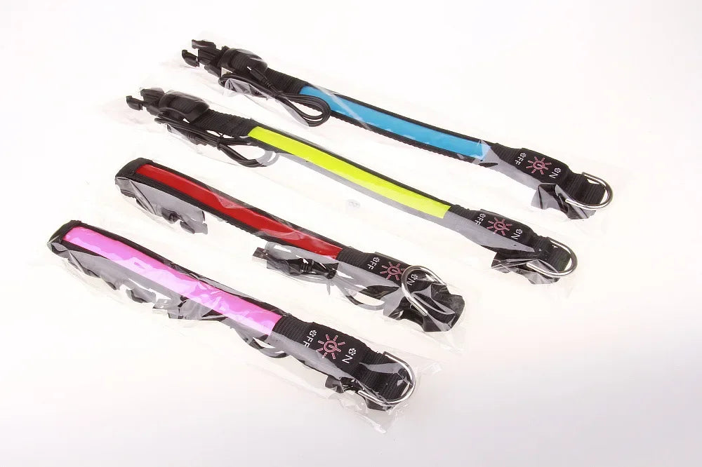 LED Glowing Dog Collar – USB Rechargeable Adjustable Flashing Safety Night Light for Small, Medium & Large Dogs