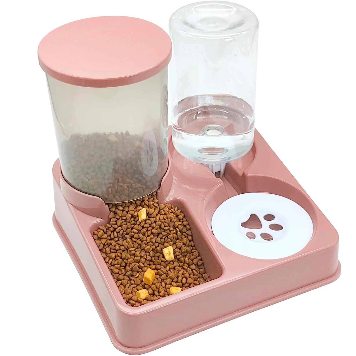Automatic Cat Feeder & Water Dispenser – 2-in-1 Gravity Pet Food and Waterer with Tilted Bowl Design
