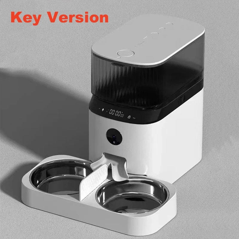 Tuya Automatic Pet Feeder 5L – Smart APP Control, Dual Stainless Steel Bowls, HD Camera, Touch Panel, Portion Control for Cats & Dogs