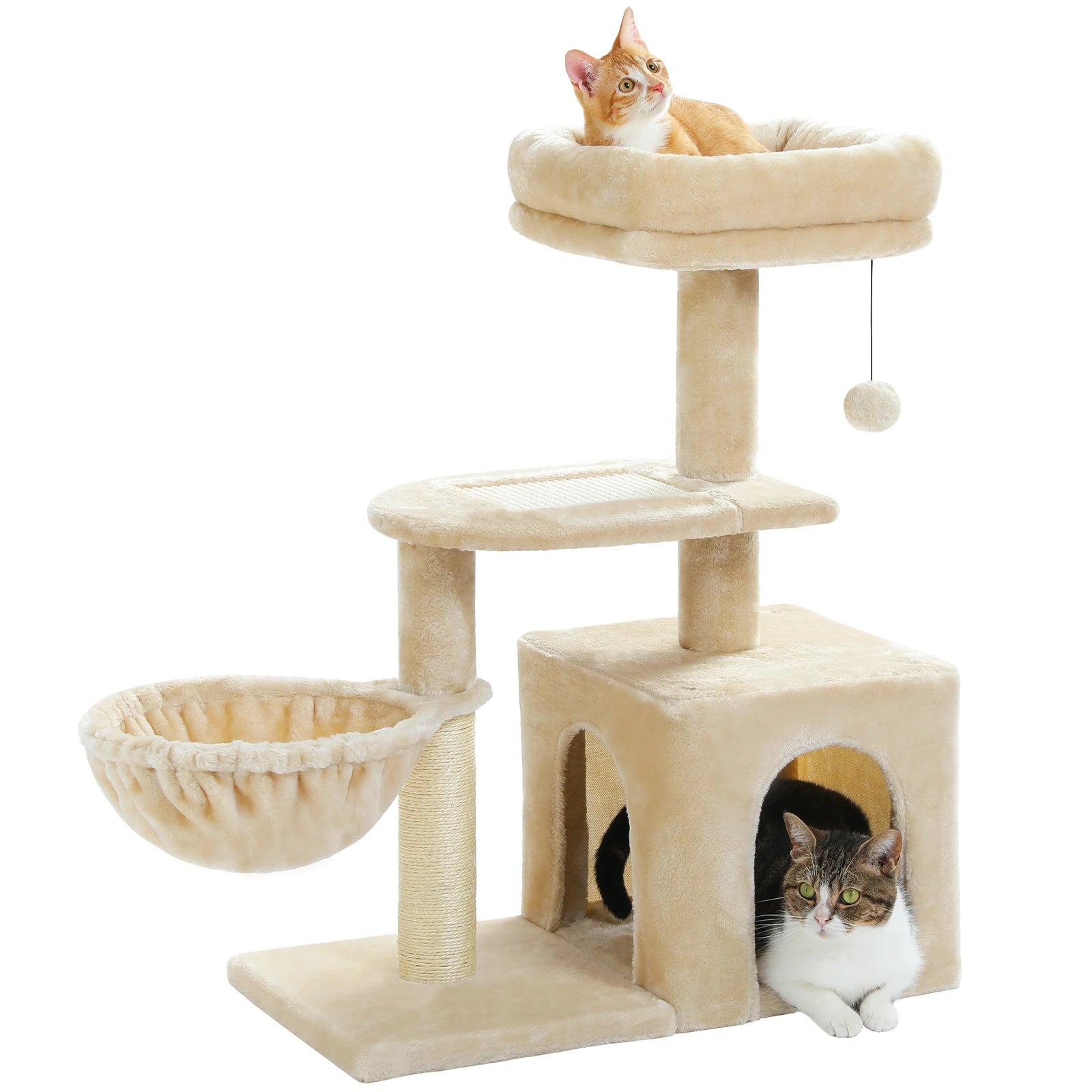 Cat Tree Tower for Indoor Cats – 2 Styles Cat Activity Center with Scratching Posts, Large Hammock & Removable Top Perch (Grey)