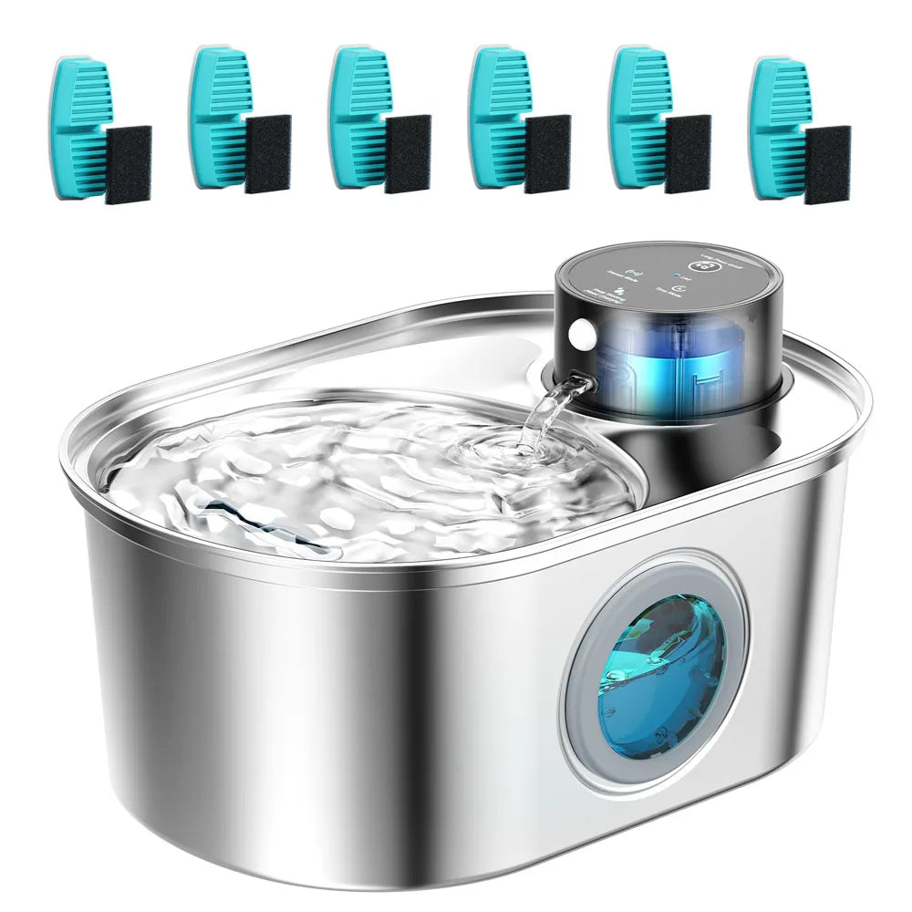 108oz/3.2L Stainless Steel Wireless Cat & Dog Water Fountain – Rechargeable Automatic Motion Sensor Pet Drinker