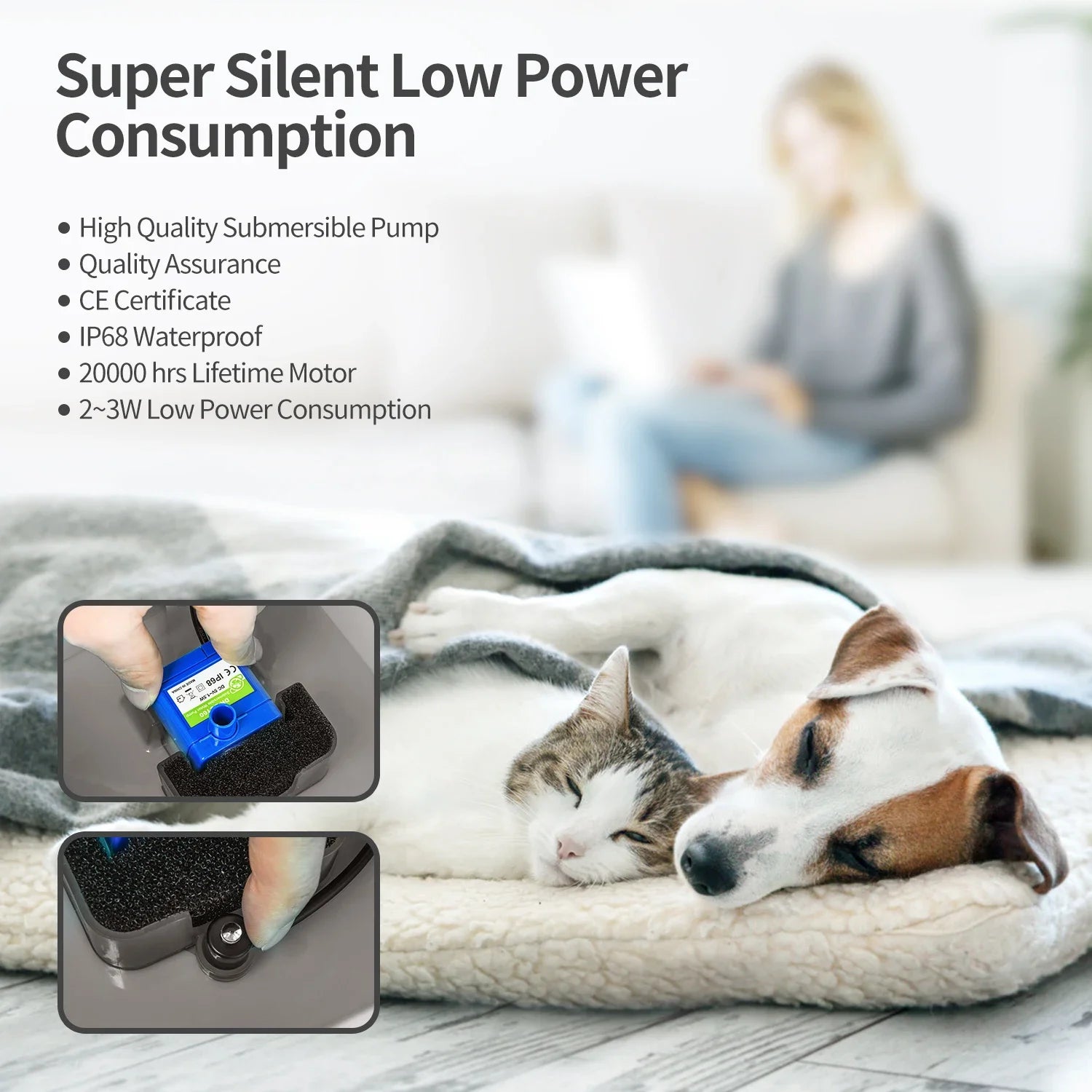2L Cat Water Fountain – Ultra-Silent Pet Water Dispenser with LED Light