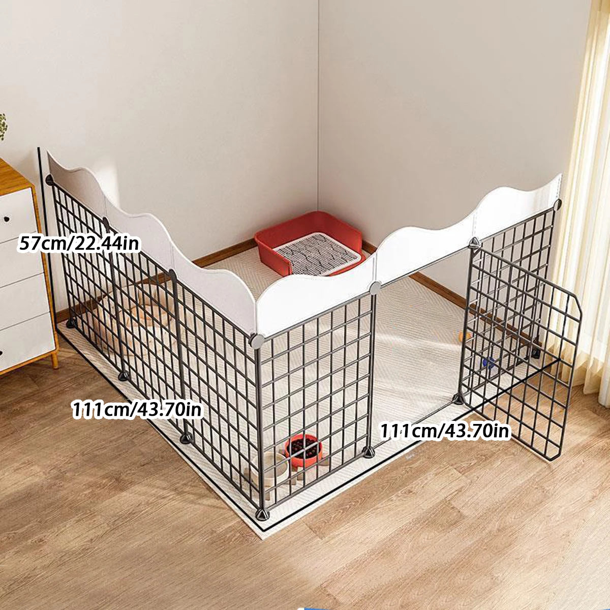 Indoor Puppy Fence with Toilet Area – Small Dog Kennel with One Bedroom, One Bathroom Design & Anti-Jailbreak Partition