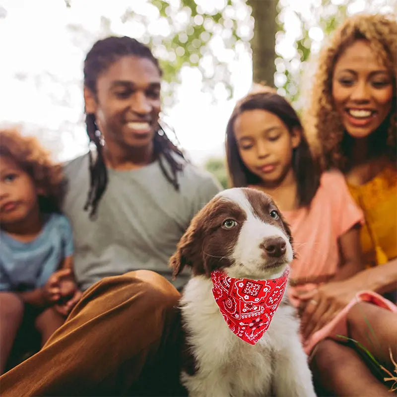 Adjustable Cotton Plaid Dog Bandana – Washable Pet Scarf with Bowtie Collar for Large Dogs & Cats