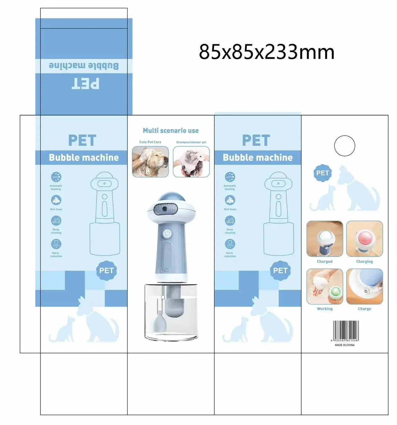 Automatic Dog Soap Dispenser – Wireless USB Grooming Frother, Quiet Pet Bath Shampoo Foam Sprayer for Dogs & Cats