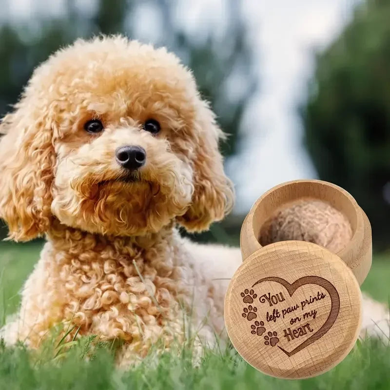 Wooden Pet Hair & Memory Keepsake Box – Durable Memorial Box for Dog & Cat Hair, Teeth & Ashes