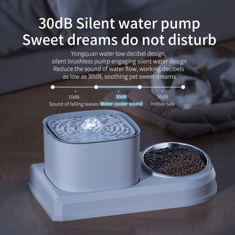 2-in-1 Cat Water Fountain & Feeding Bowl – 3L Automatic Recirculating Pet Dispenser