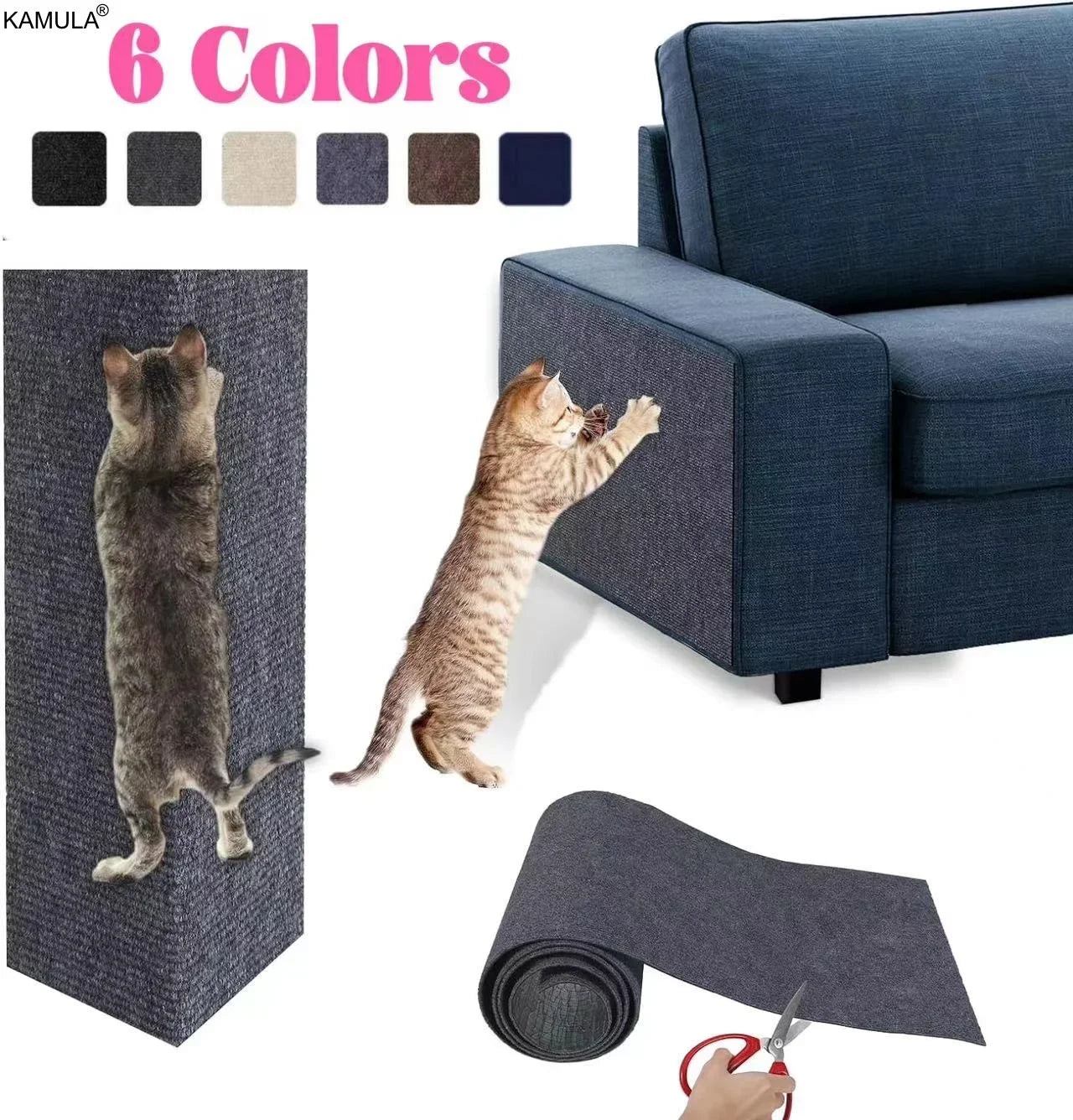 CSelf-Adhesive Cat Scratching Mat – Trimmable Furniture Protector for Sofa & Carpet Surfaces