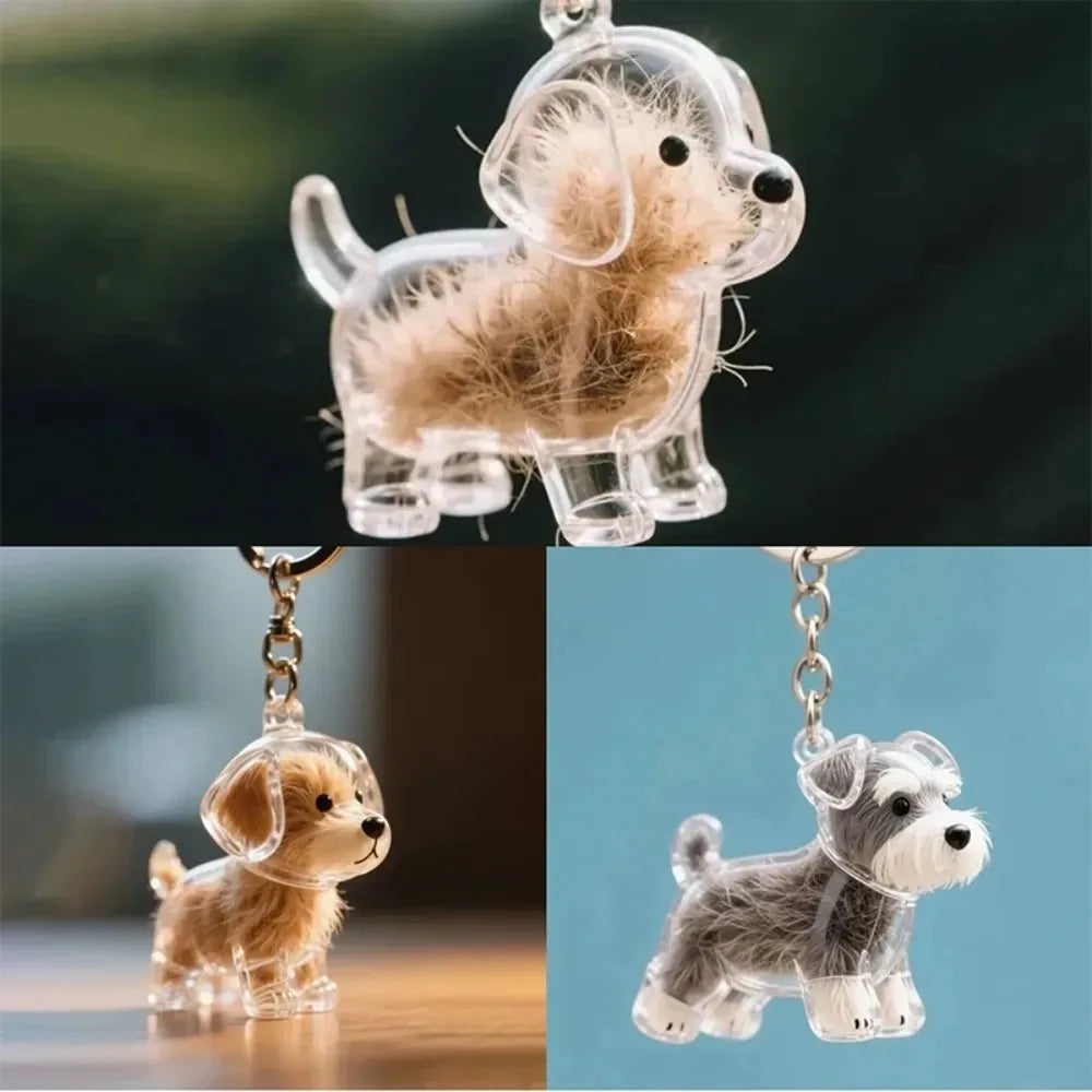 Dog Hair Storage Pendant Keychain – Cute Keepsake Souvenir for Pet Lovers, Bag Charm & Car Keychain Gift