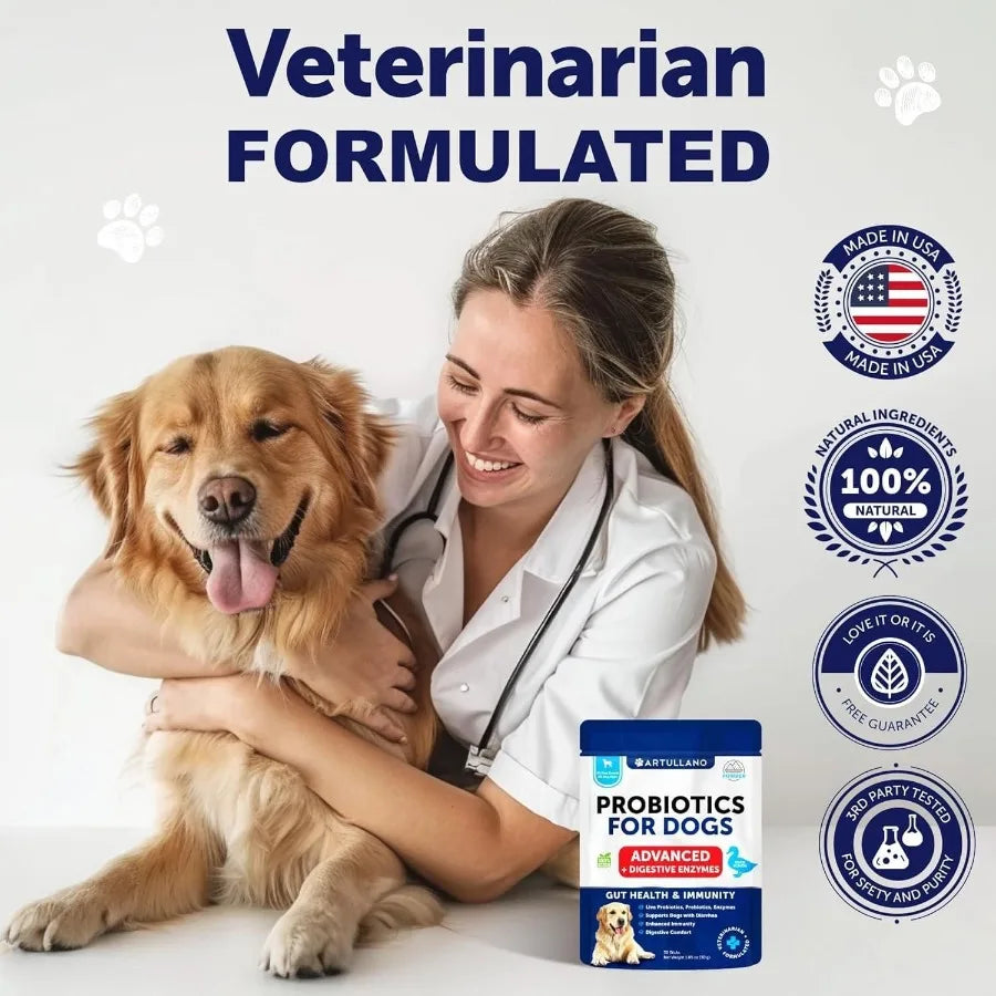 Probiotic Powder for Dogs – Gut Health, Allergy & Immunity Support – 30 Stick Packs