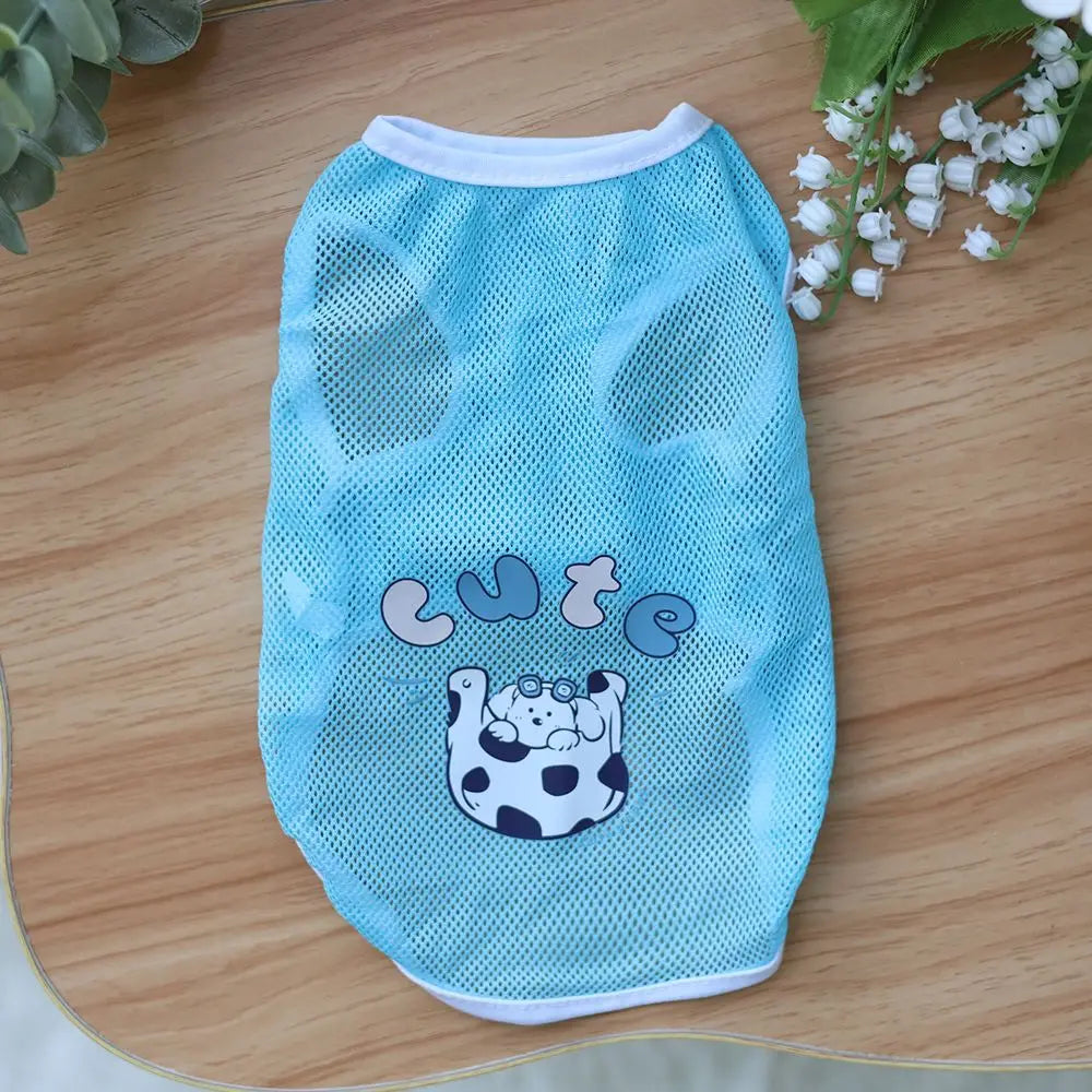 Spring & Summer Mesh Pet Vest – Lightweight Cartoon Print Vest for Cats and Dogs (Medium & Large Breeds)