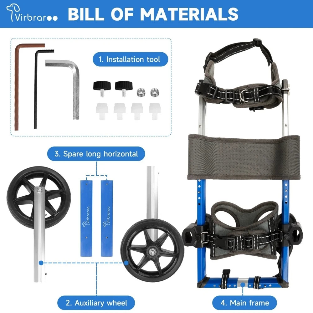 Adjustable Dog Wheelchair for Back Legs – Large Size with All-Terrain Wheels