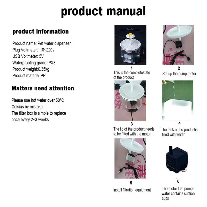 1.2L Automatic Pet Water Fountain – Ultra-Quiet USB Cat & Dog Water Dispenser with Circulating Filter