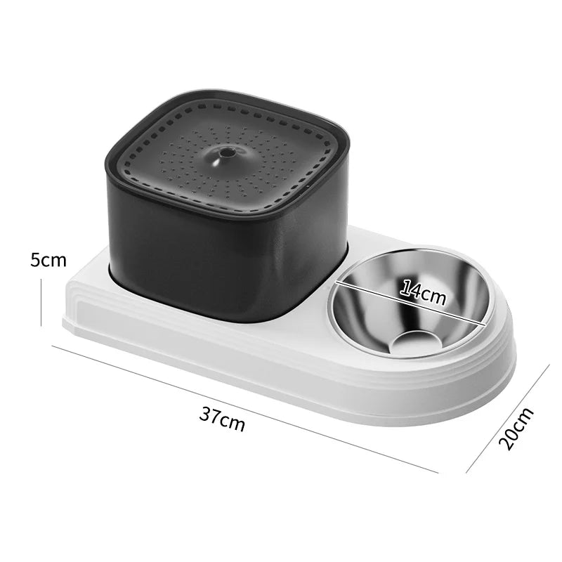 2-in-1 Cat Water Fountain & Feeding Bowl – 3L Automatic Recirculating Pet Dispenser