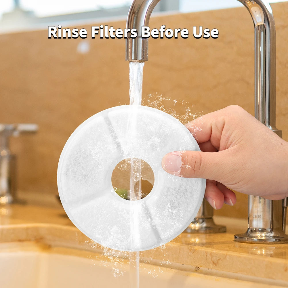 Dog & Cat Fountain Replacement Filters – 4/8/12 Pack for 2.4L Pet Water Dispensers with Pre-Filter Sponges
