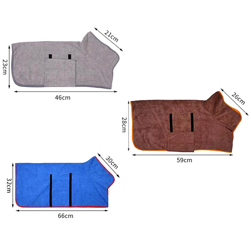 Quick-Dry Dog Bathrobe – Soft, Absorbent Towel Robe for Small to Large Dogs