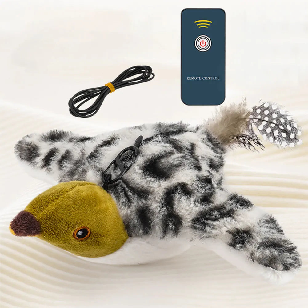 Flying Bird Cat Toy – Rechargeable Flapping Wings & Chirping Sparrow, Interactive Indoor Toy for Cats & Kittens