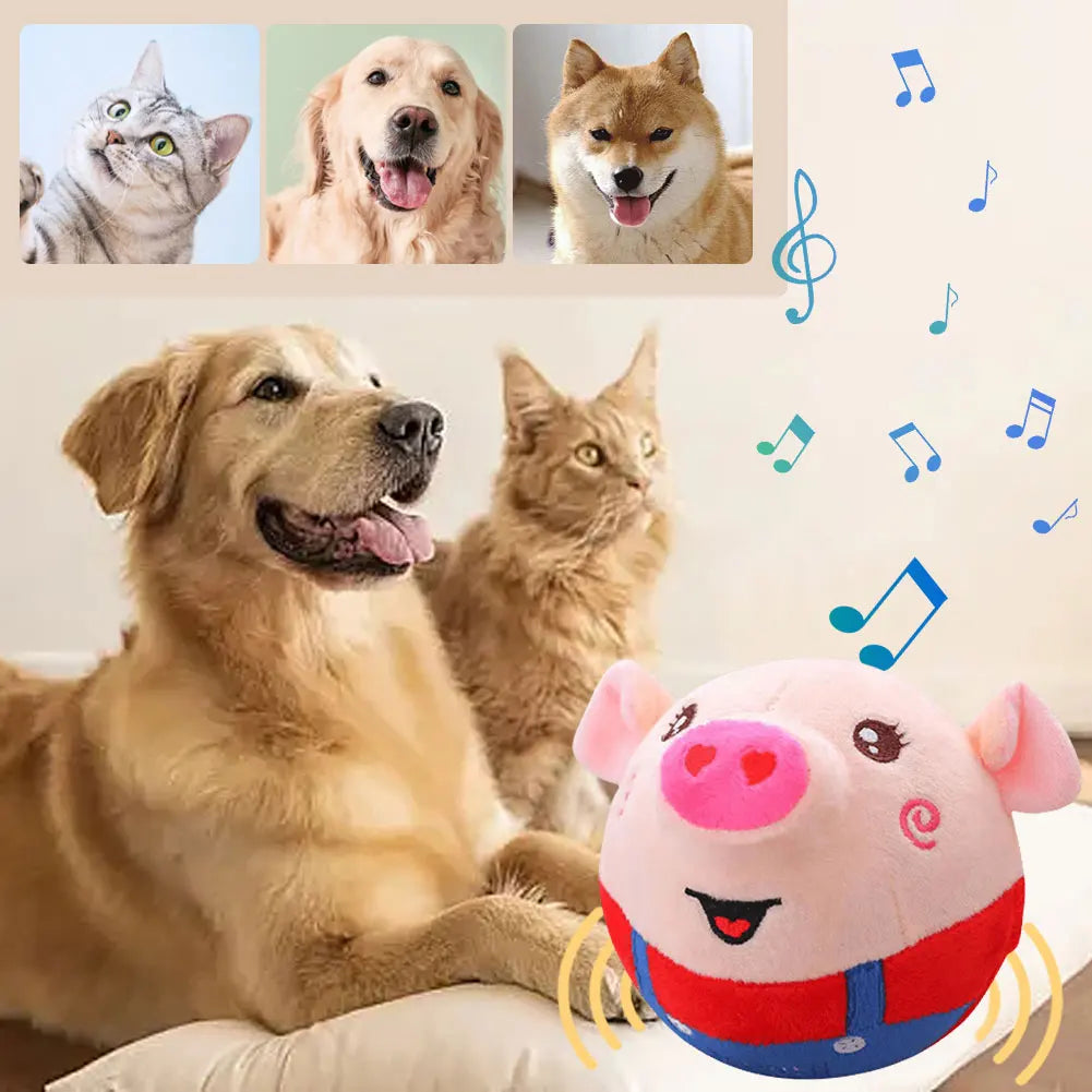 Cartoon Pig Plush Toy – USB Rechargeable Moving Dog & Cat Toy