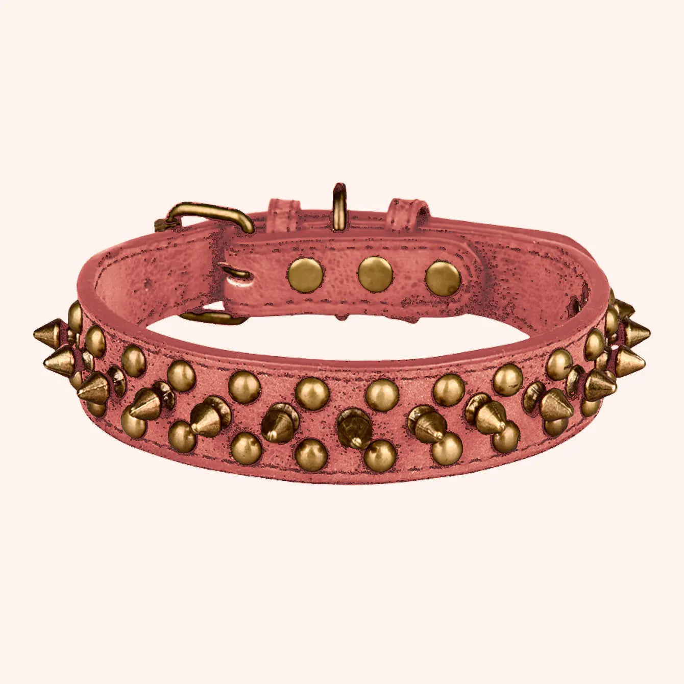 CP037-1 – Vintage Brass Rivet Dog Collar – Heavy-Duty Adjustable PU Leather Collar for Medium & Large Dogs