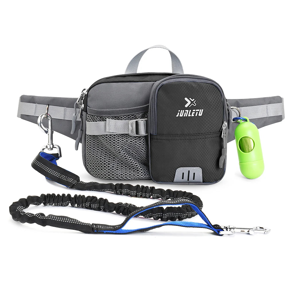 Retractable Hands-Free Dog Leash with Waist Bag – Adjustable Belt & Bottle Holder