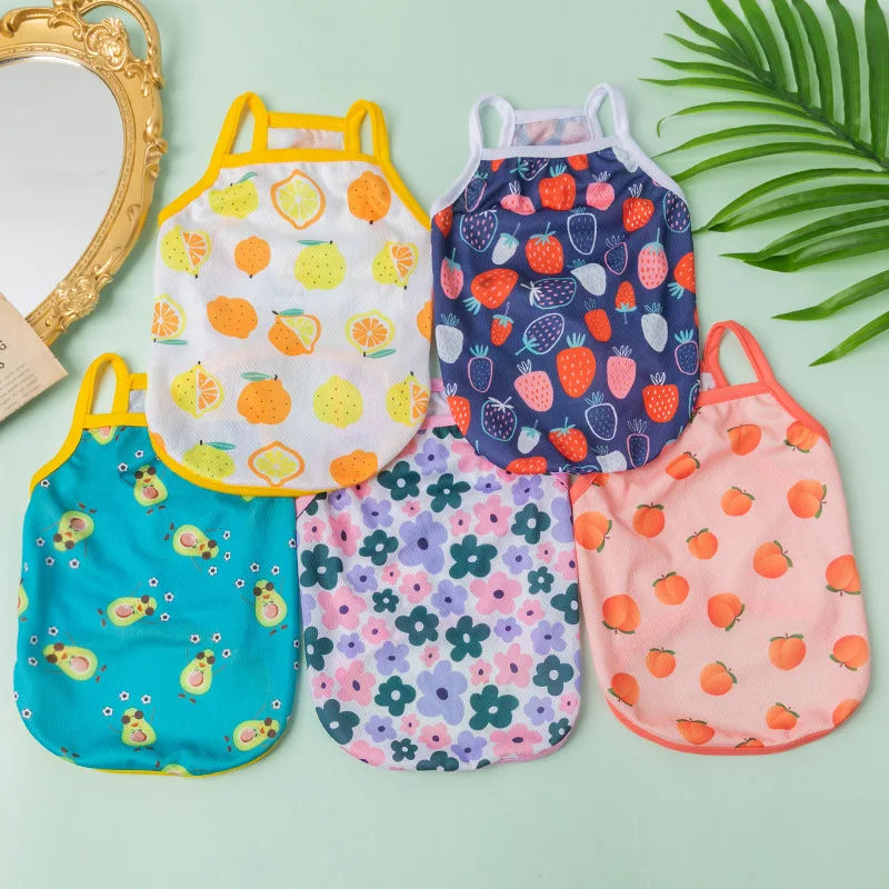 Ultra-Thin Summer Cooling Vest for Dogs & Cats – Breathable Fruit Print Pet T-Shirt (XS–XXL)