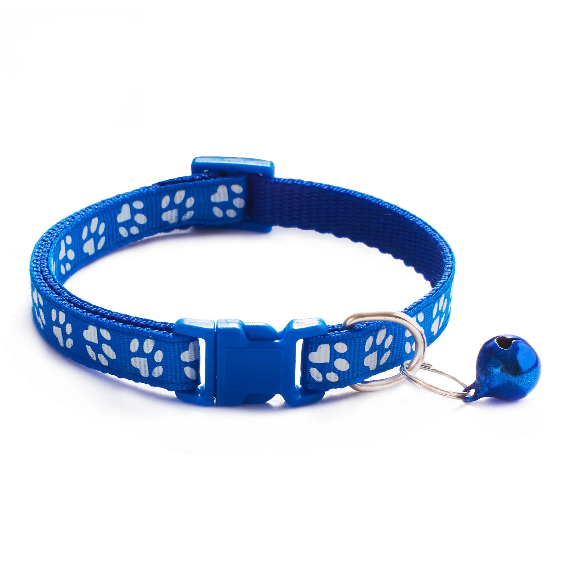 Adjustable Pet Collar with Bell – Colorful Cartoon Footprint Dog & Cat Collar for Puppies and Kittens