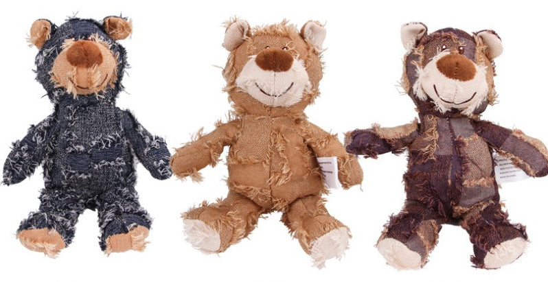 Teddy Bear Plush Dog Toy – Squeaky Interactive Chew Toy for Cleaning Teeth & Stress Relief