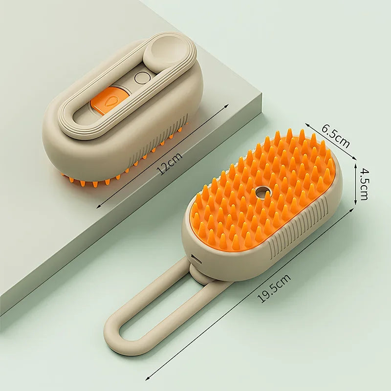 3-in-1 Pet Steam Brush – Electric Grooming Comb with Spray & Massage for Cats and Dogs