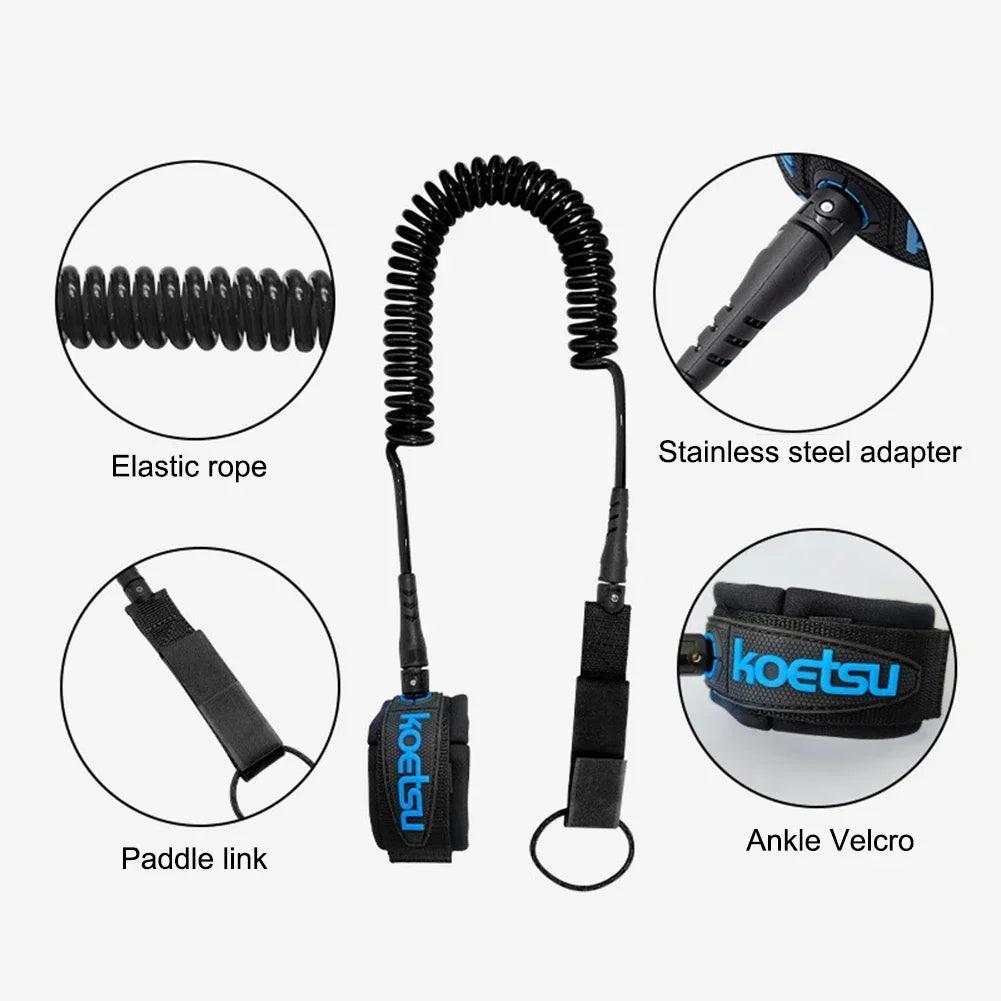 Coiled SUP Surfboard Leash – TPU Paddle Board Ankle Strap