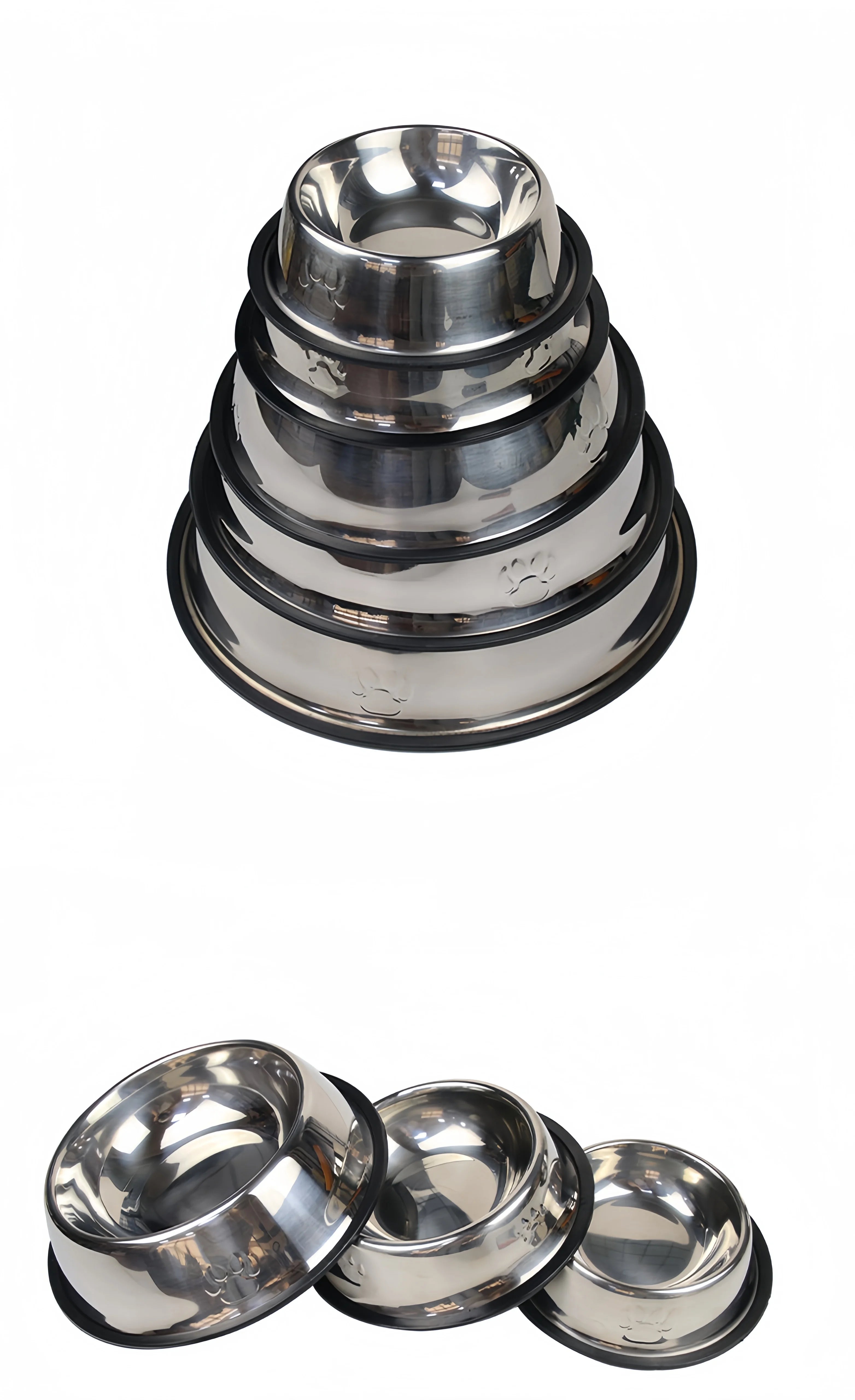 Stainless Steel Pet Bowl – Durable Feeding & Water Dish for Dogs & Cats (6 Sizes)