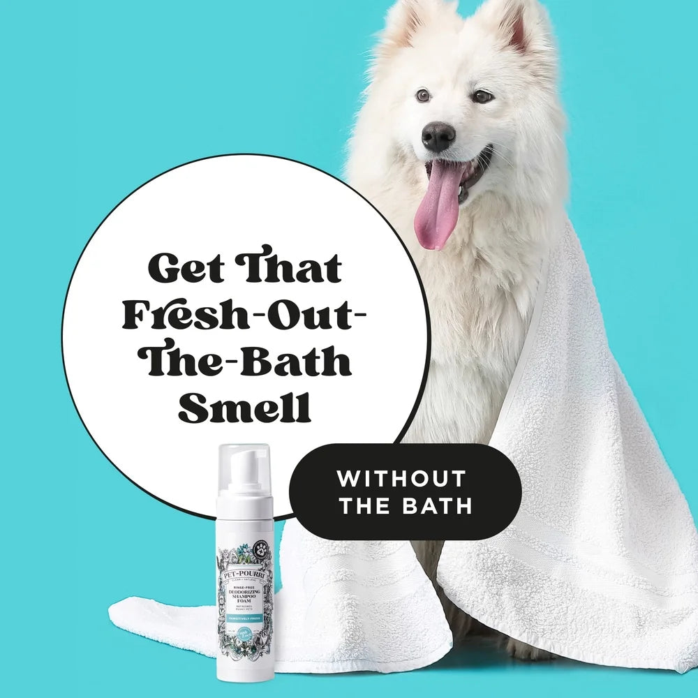 Waterless Pet Shampoo Foam – No-Rinse Grooming Cleanser with Fresh Scent, Deodorizing Paw & Coat Cleaner for Dogs & Cats