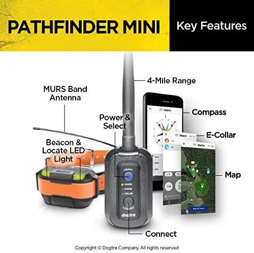 Pathfinder Mini GPS Dog Training Collar – 4-Mile Range for Small to Medium Dogs