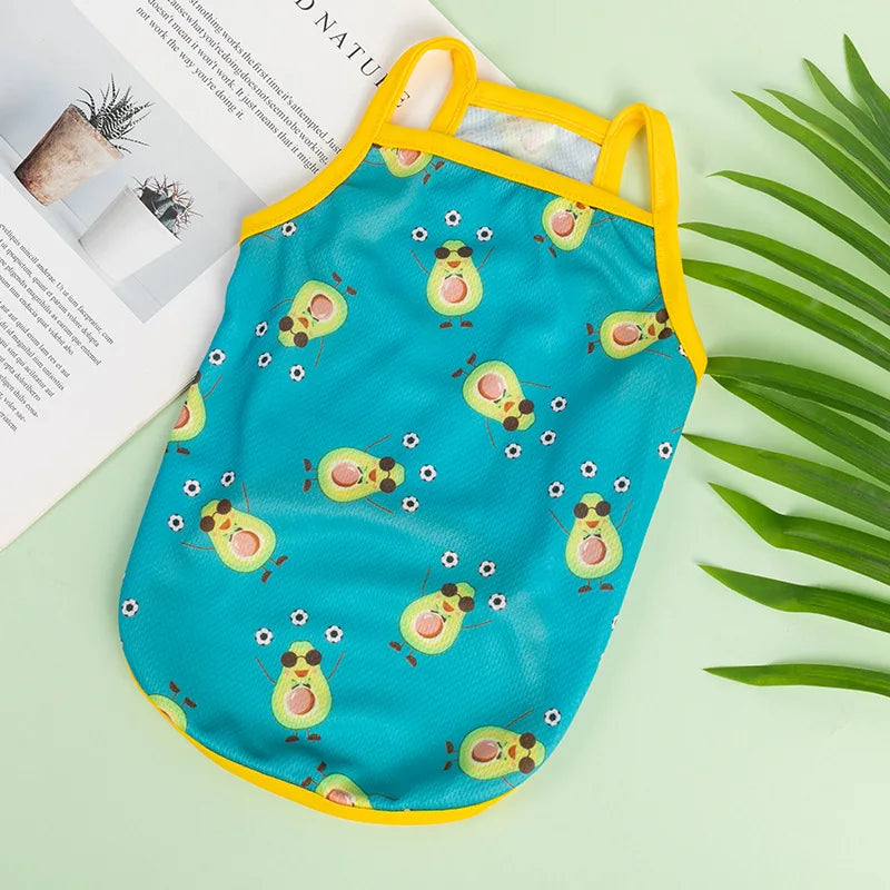 Ultra-Thin Summer Cooling Vest for Dogs & Cats – Breathable Fruit Print Pet T-Shirt (XS–XXL)