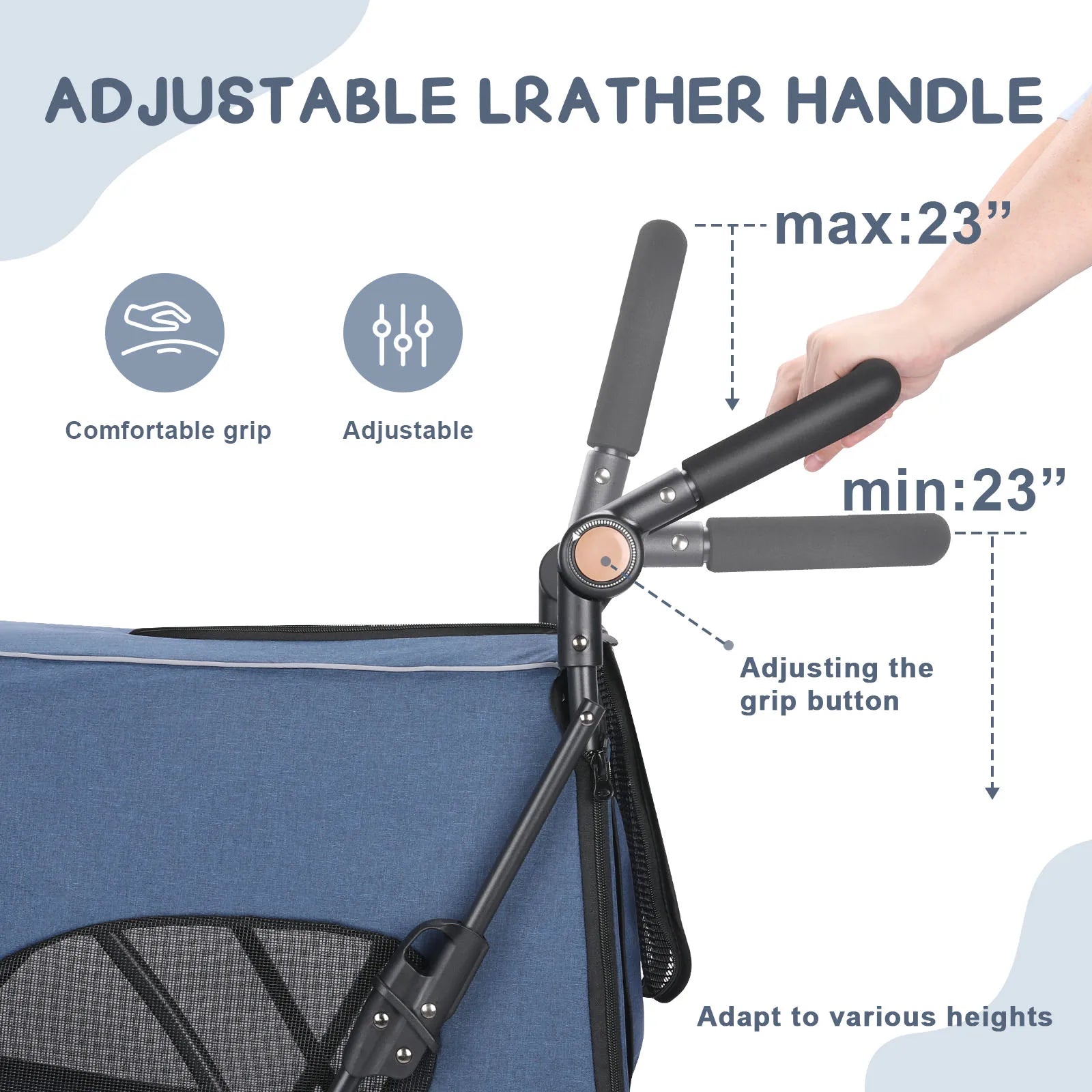 Wedyvko 4-Wheel Pet Stroller – Medium & Large Dog/Cat Jogger Travel Stroller for Outdoor Use