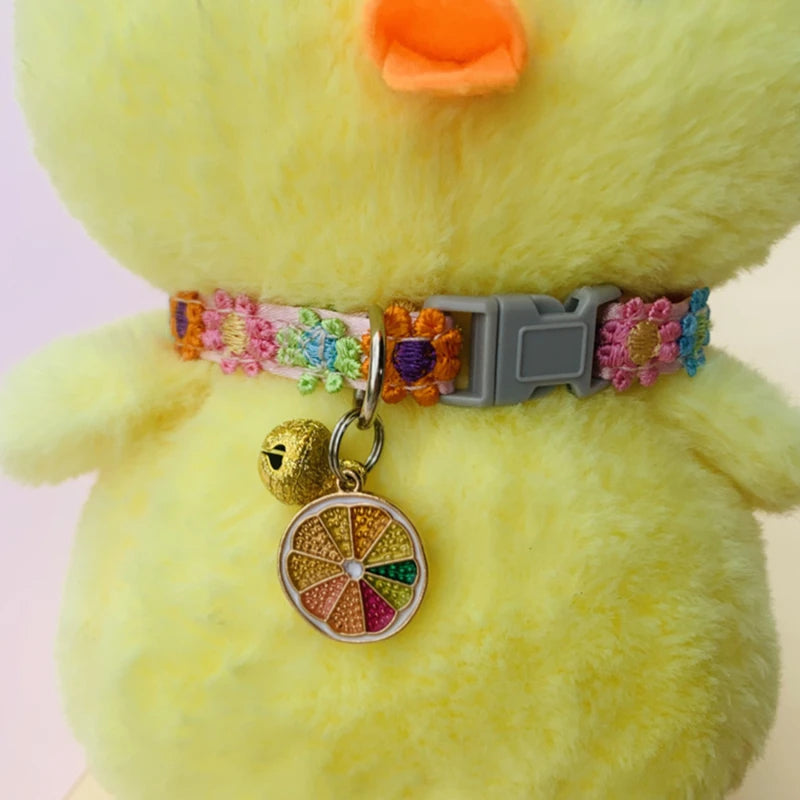 Adjustable Pet Collar with Bell – Colorful Cartoon Footprint Design for Puppies, Dogs & Cats
