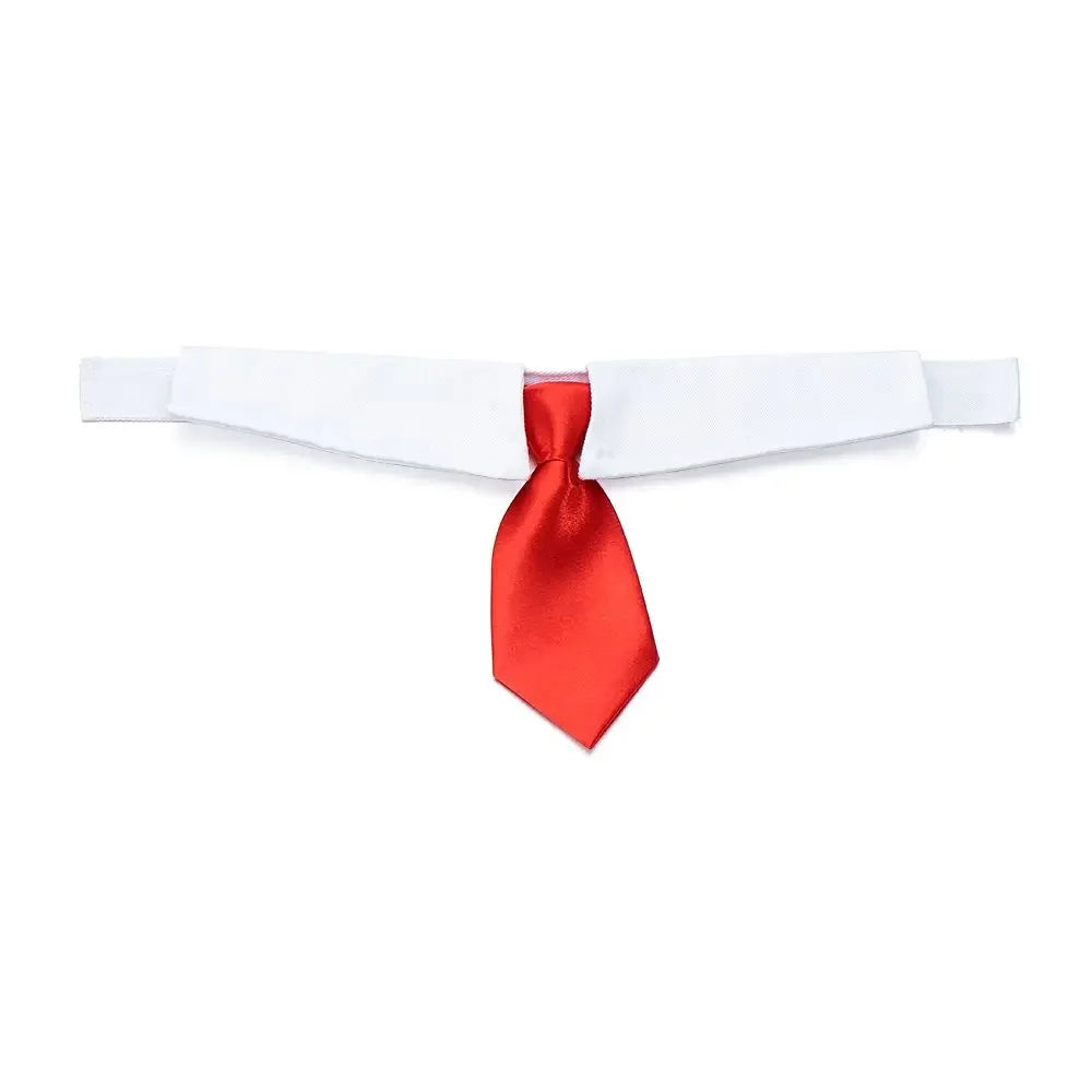 Formal Pet Tuxedo Necktie – Black & Red Bow Tie Collar for Dogs and Cats