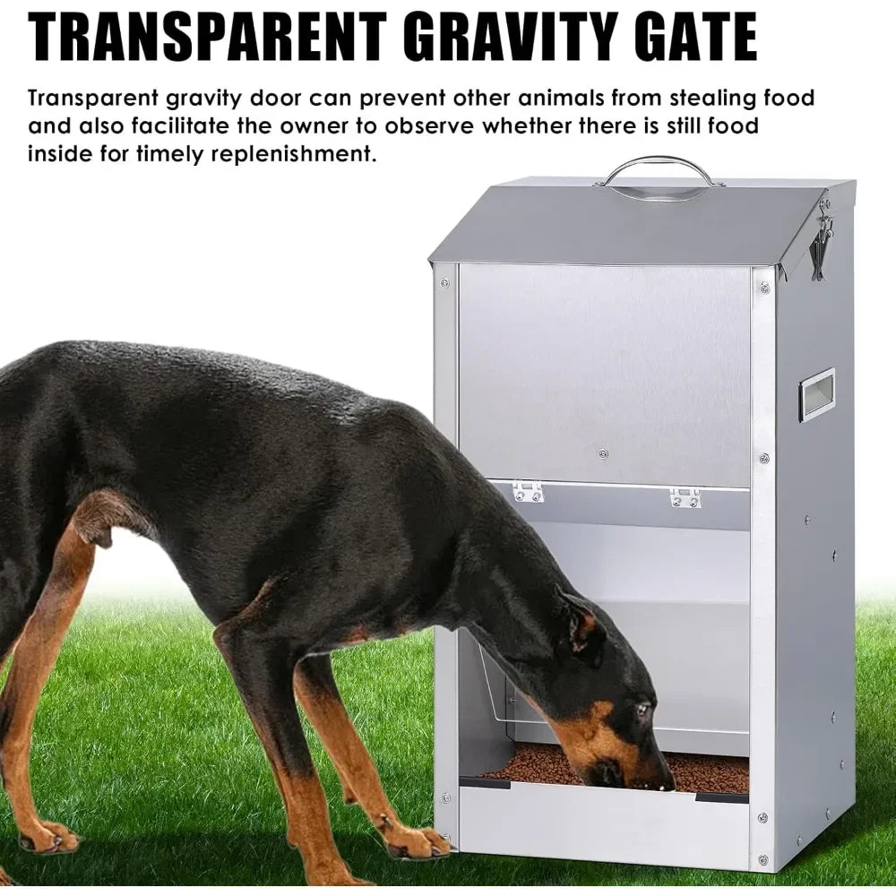 Automatic Dog Feeder – 25lbs Large Capacity Stainless Steel Gravity Pet Feeder for Large Breeds