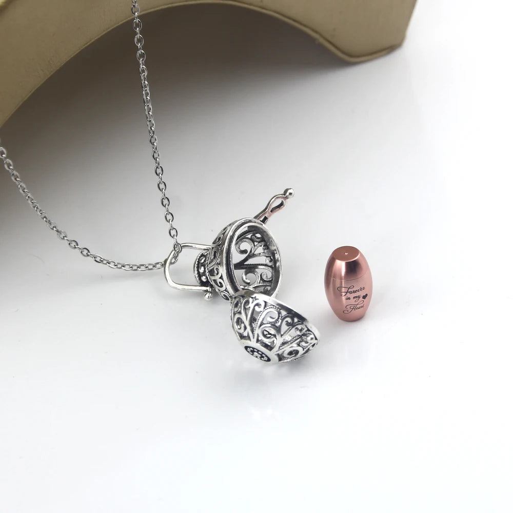 ,Vintage Hollow Flower Urn Necklace – Stainless Steel Cremation Jewelry Memorial Keepsake Pendant for Ashes