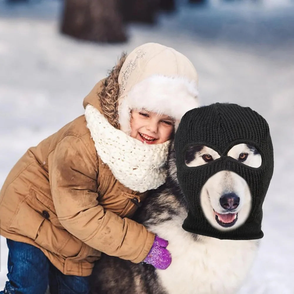 HOWWFALY Dog Costume Hat – Halloween & Christmas Pet Earmuffs, Noise Protection Knitted Warm Hat, Robbers & Thieves Funny Mask