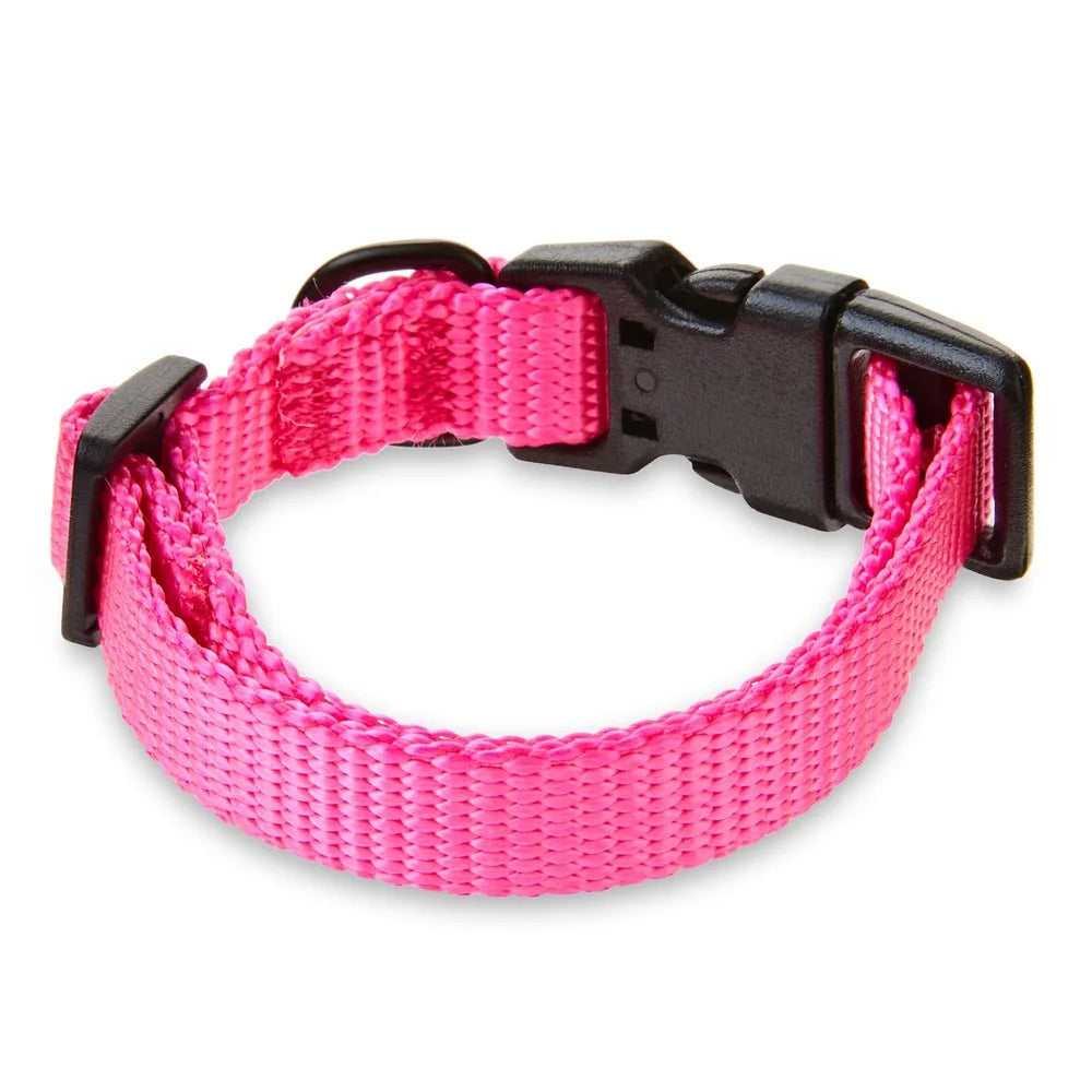 2-Pack Adjustable Pink Dog Collars – Durable, Comfortable Polyester with Easy Clip Buckle for Daily Use