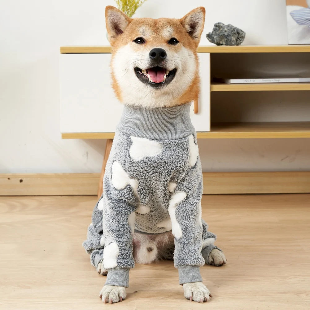 Winter Fleece Dog Jumpsuit – Warm Pet Pajamas for Small to Large Dogs