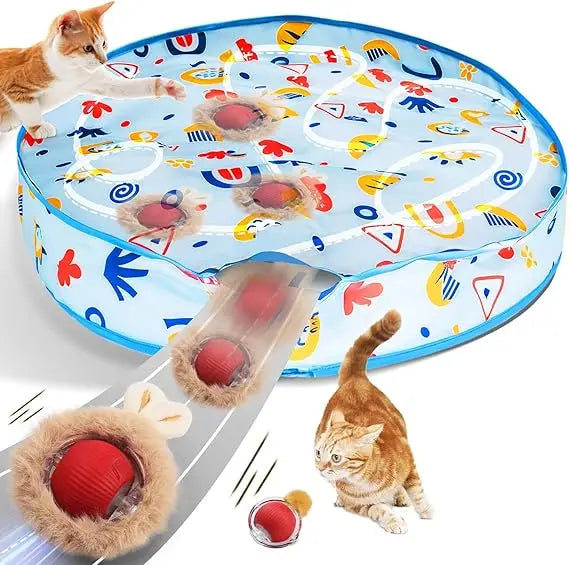 Interactive Cat Toy Play Mat – Automatic Motion Rolling Ball, Hide & Seek Game for Indoor Cats & Kittens