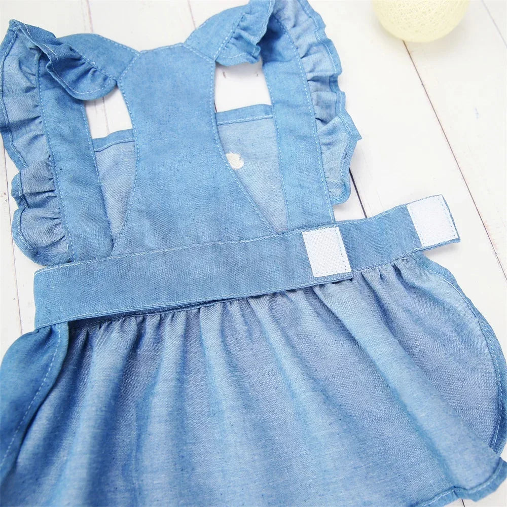 Dog Denim Dress – Cute Princess Skirt for Small & Medium Dogs, Summer Wedding Outfit