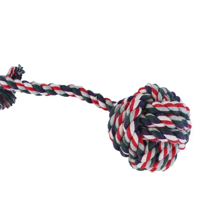 1PC Braided Cotton Rope Ball Dog Toy – Durable Knot Chew Toy for Puppies & Small Dogs | Teeth Cleaning & Interactive Play