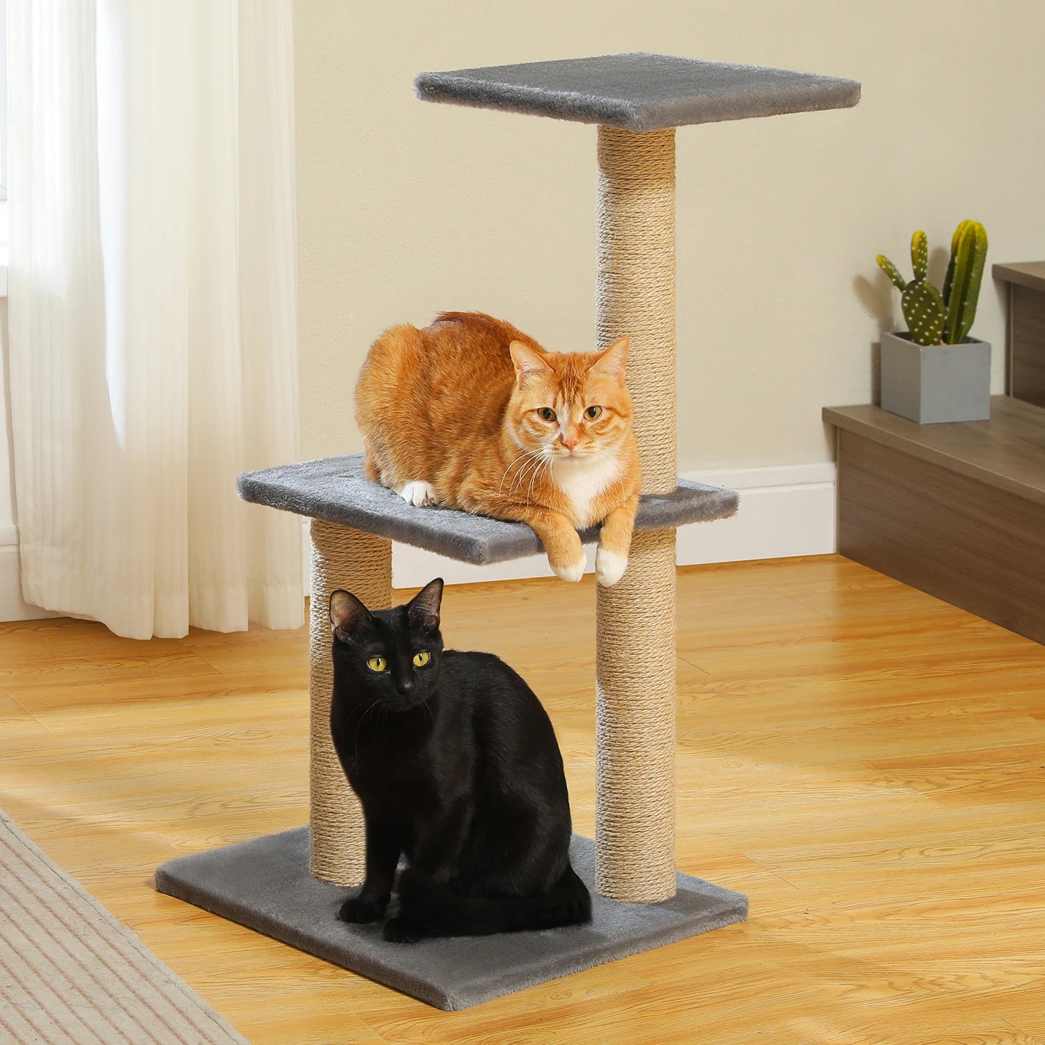 Cat Tree Tower for Indoor Cats – 2 Styles Cat Activity Center with Scratching Posts, Large Hammock & Removable Top Perch (Grey)